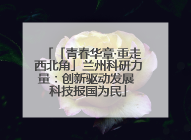 「青春华章·重走西北角」兰州科研力量：创新驱动发展 科技报国为民