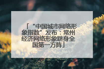 “中国城市网络形象指数”发布：常州经济网络形象跻身全国第一方阵