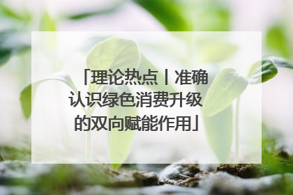 理论热点丨准确认识绿色消费升级的双向赋能作用