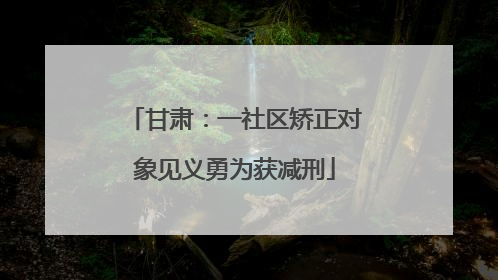 甘肃：一社区矫正对象见义勇为获减刑