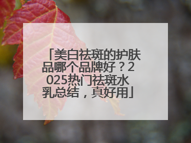 美白祛斑的护肤品哪个品牌好？2025热门祛斑水乳总结，真好用