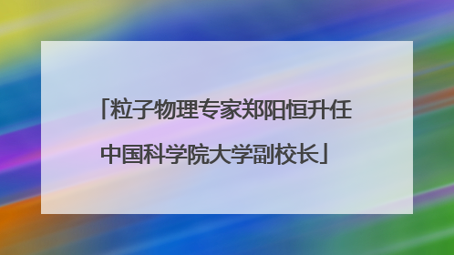 粒子物理专家郑阳恒升任中国科学院大学副校长