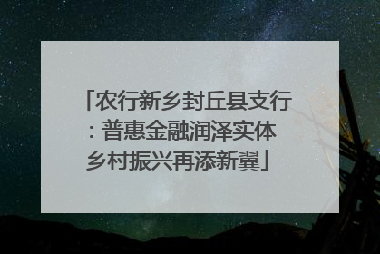 农行新乡封丘县支行：普惠金融润泽实体 乡村振兴再添新翼