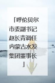 呼伦贝尔市委副书记赵长青调任内蒙古水发集团董事长