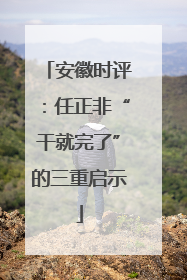 安徽时评：任正非“干就完了”的三重启示