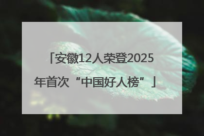 安徽12人荣登2025年首次“中国好人榜”