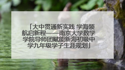 大中贯通新实践 学海领航启新程——南京大学数学学院导师团赋能新海初级中学九年级学子生涯规划