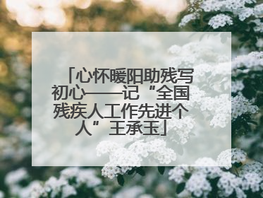 心怀暖阳助残写初心——记“全国残疾人工作先进个人”王承玉