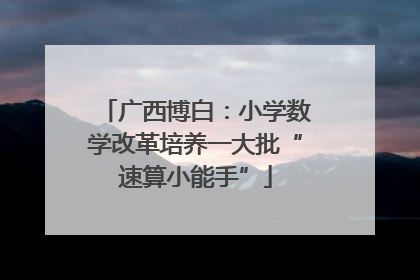 广西博白：小学数学改革培养一大批“速算小能手”