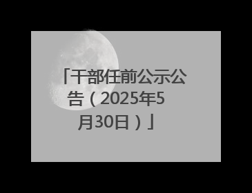 干部任前公示公告（2025年5月30日）