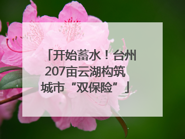 开始蓄水！台州207亩云湖构筑城市“双保险”