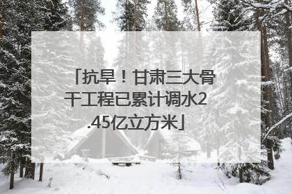 抗旱！甘肃三大骨干工程已累计调水2.45亿立方米