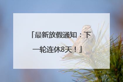 最新放假通知：下一轮连休8天！
