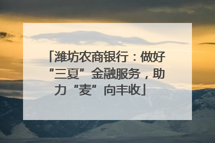 潍坊农商银行：做好“三夏”金融服务，助力“麦”向丰收