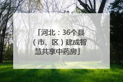 河北：36个县（市、区）建成智慧共享中药房