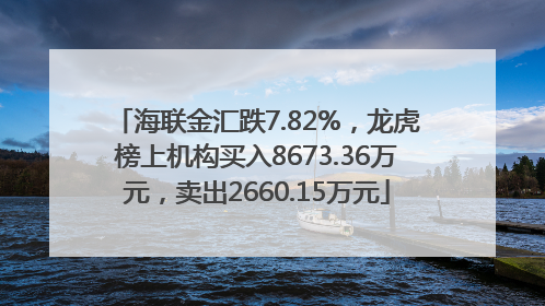 海联金汇跌7.82%，龙虎榜上机构买入8673.36万元，卖出2660.15万元