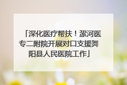 深化医疗帮扶！漯河医专二附院开展对口支援舞阳县人民医院工作