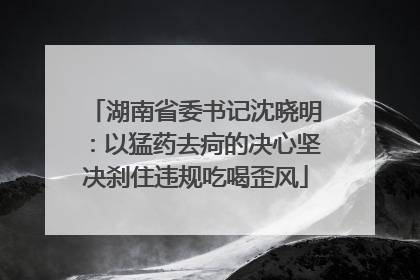 湖南省委书记沈晓明：以猛药去疴的决心坚决刹住违规吃喝歪风