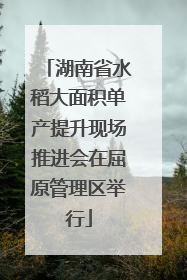 湖南省水稻大面积单产提升现场推进会在屈原管理区举行