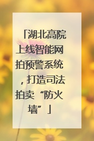 湖北高院上线智能网拍预警系统，打造司法拍卖“防火墙”