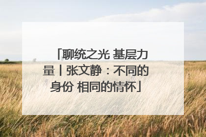 聊统之光 基层力量丨张文静：不同的身份 相同的情怀