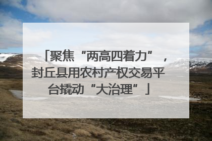 聚焦“两高四着力”，封丘县用农村产权交易平台撬动“大治理”