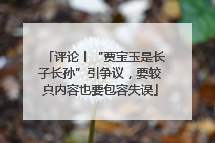 评论丨“贾宝玉是长子长孙”引争议，要较真内容也要包容失误