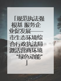 规范执法强根基 服务企业促发展——市生态环境综合行政执法局激活营商环境“绿色动能”