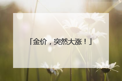 金价，突然大涨！
