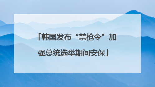 韩国发布“禁枪令”加强总统选举期间安保