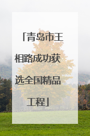 青岛市王相路成功获选全国精品工程