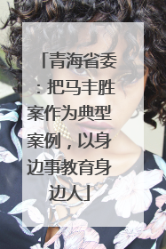 青海省委：把马丰胜案作为典型案例，以身边事教育身边人