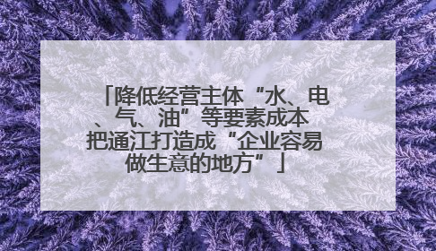 降低经营主体“水、电、气、油”等要素成本 把通江打造成“企业容易做生意的地方”