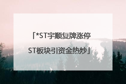*ST宇顺复牌涨停 ST板块引资金热炒